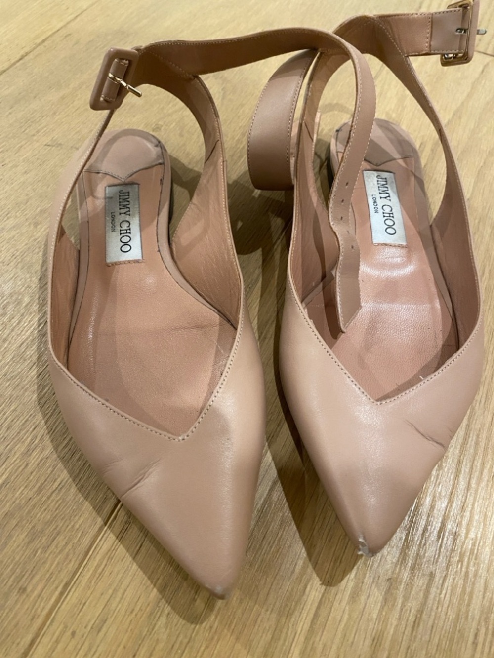 Jimmy Choo Blush Pointed-Toe Slingback Mules
